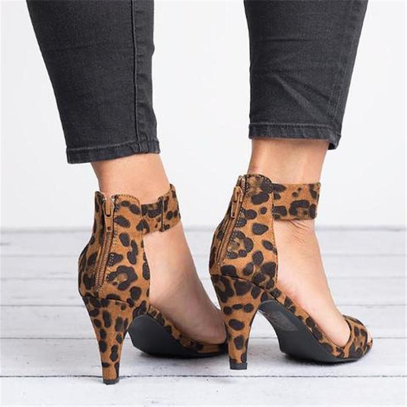 Sandals European And American Large Size Women'S Shoes Leopard Print Stiletto Women'S Sandals