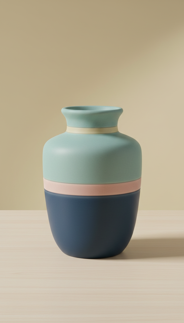 Matte Ceramic Vase with Sculpted Rim