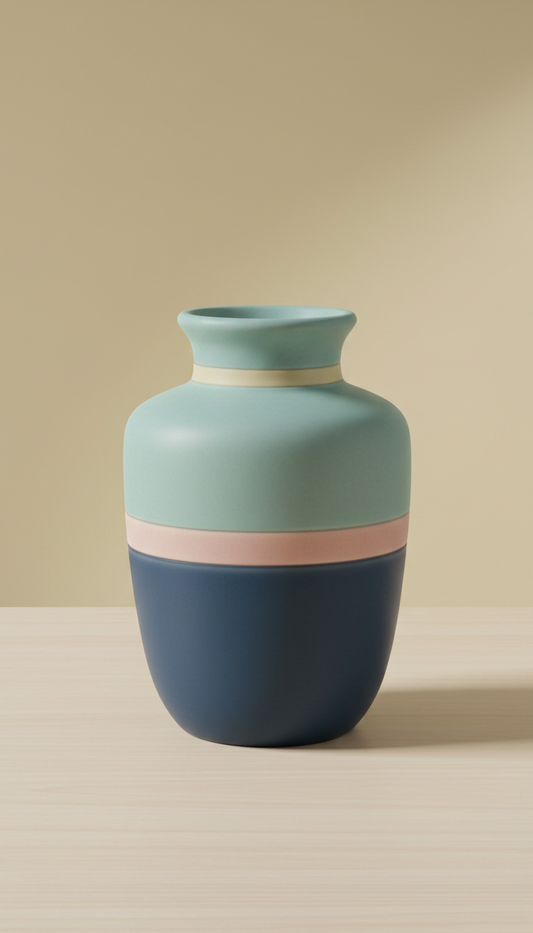 Matte Ceramic Vase with Sculpted Rim